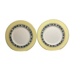 2 Royal Doulton Carmina TC 1277 Salad Dessert Plates 7" Yellow Blue Diamond